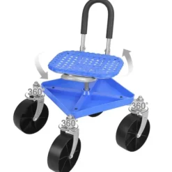 Trädgårdsrullstol, Höjdjusterbar, 360 Graders Sväng,Blå