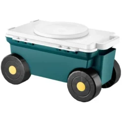 Trädgårdsscooter med säte, 52x31x28 cm, grå, förvaring