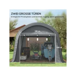 Trädgårdsskjul - MUVOE - 3x3m - UV-skydd - Galvaniserat stål - Två zip-up dörrar