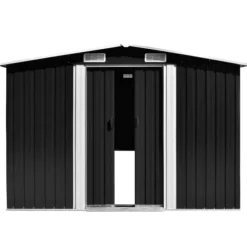 Trädgårdsskjul antracit 257x990x181 cm galvaniserat stål - Trädgårdsskjul - Utomhusskjul - Home & Living