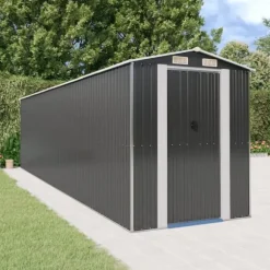 Trädgårdsskjul antracit 192x772x223 cm galvaniserat stål