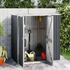 Trädgårdsskjul antracit 161x89x161 cm galvaniserat stål