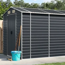 Trädgårdsskjul antracit 191x980x198 cm galvaniserat stål