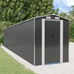 Trädgårdsskjul antracit 192x938x223 cm galvaniserat stål