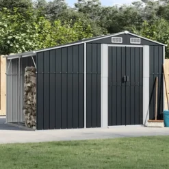 Trädgårdsskjul antracit 277x192,5x179 cm galvaniserat stål