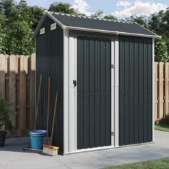 Trädgårdsskjul antracit 192x152,5x237 cm galvaniserat stål