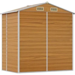 Trädgårdsskjul av galvaniserat stål - Utomhusförvaring | Färg: Ljusbrun | Storlek: 191x130x198 cm