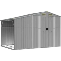 Trädgårdsskjul av galvaniserat stål | Färg: Grå | Storlek: 277x192,5x179 cm