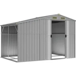 Trädgårdsskjul av galvaniserat stål | Färg: Grå | Storlek: 277x192,5x179 cm