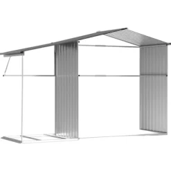 Trädgårdsskjul av galvaniserat stål | Färg: Grå | Storlek: 277x192,5x179 cm