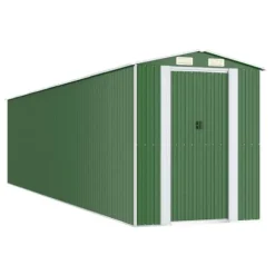 Trädgårdsskjul av galvaniserat stål - Rymligt för utomhusförvaring | Färg: Grön | Storlek: 192x85x223 cm