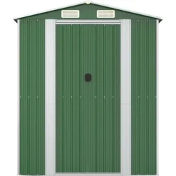 Trädgårdsskjul av galvaniserat stål - Rymligt för utomhusförvaring | Färg: Grön | Storlek: 192x85x223 cm