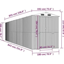 Trädgårdsskjul av galvaniserat stål - Rymligt för utomhusförvaring | Färg: Grön | Storlek: 192x85x223 cm