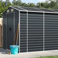 Trädgårdsskjul av galvaniserat stål - Hållbart och rymligt | Färg: Antracit | Storlek: 191x725x198 cm