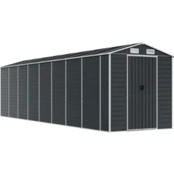 Trädgårdsskjul av galvaniserat stål - Hållbart och rymligt | Färg: Antracit | Storlek: 191x725x198 cm