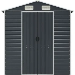 Trädgårdsskjul av galvaniserat stål - Hållbart och rymligt | Färg: Antracit | Storlek: 191x725x198 cm
