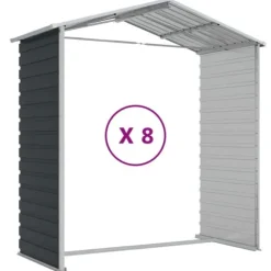 Trädgårdsskjul av galvaniserat stål - Hållbart och rymligt | Färg: Antracit | Storlek: 191x725x198 cm