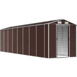 Trädgårdsskjul brun 191x725x198 cm galvaniserat stål