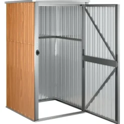 Trädgårdsskjul brun 88x89x161 cm galvaniserat stål - Redskapsbod - Redskapsbodar - Home & Living