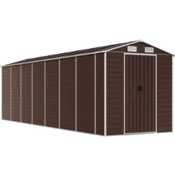 Trädgårdsskjul brun 191x640x198 cm galvaniserat stål
