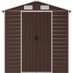 Trädgårdsskjul brun 191x640x198 cm galvaniserat stål
