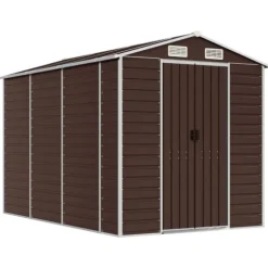 Trädgårdsskjul brun 191x300x198 cm galvaniserat stål