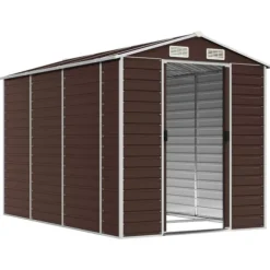 Trädgårdsskjul brun 191x300x198 cm galvaniserat stål