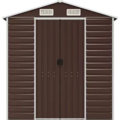 Trädgårdsskjul brun 191x300x198 cm galvaniserat stål
