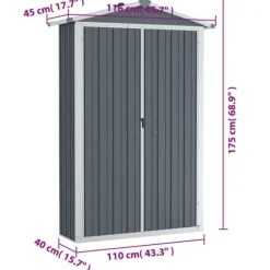 Trädgårdsskjul grå 116x45x175 cm galvaniserat stål - Trädgårdsbord - Trädgårdsskjul - Home & Living