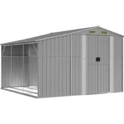 Trädgårdsskjul grå 277x279x179 cm galvaniserat stål
