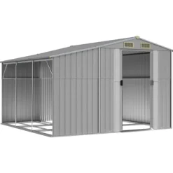 Trädgårdsskjul grå 277x279x179 cm galvaniserat stål