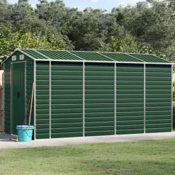 Trädgårdsskjul grön 191x385x198 cm galvaniserat stål