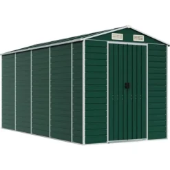 Trädgårdsskjul grön 191x385x198 cm galvaniserat stål