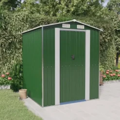 Trädgårdsskjul grön 192x191x223 cm galvaniserat stål