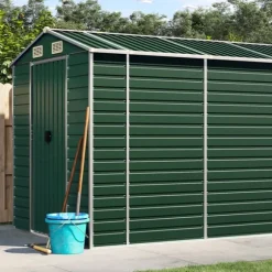 Trädgårdsskjul grön 191x980x198 cm galvaniserat stål