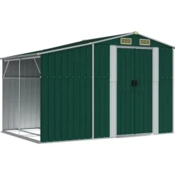 Trädgårdsskjul grön 277x192,5x179 cm galvaniserat stål