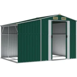 Trädgårdsskjul grön 277x192,5x179 cm galvaniserat stål