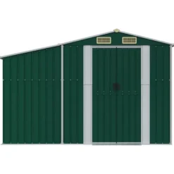 Trädgårdsskjul grön 277x192,5x179 cm galvaniserat stål