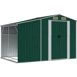 Trädgårdsskjul grön 277x192,5x179 cm galvaniserat stål