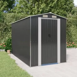 Trädgårdsskjul i antracit - Utomhusförvaring av redskap | Färg: Antracit | Storlek: 192x357x223 cm