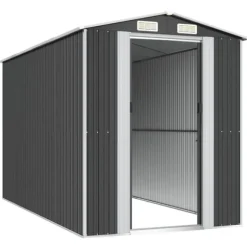 Trädgårdsskjul i antracit - Utomhusförvaring av redskap | Färg: Antracit | Storlek: 192x357x223 cm