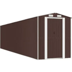 Trädgårdsskjul i galvaniserat stål - För utomhusförvaring | Färg: Mörkbrun | Storlek: 192x85x223 cm