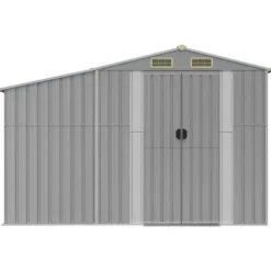 Trädgårdsskjul i galvaniserat stål - Förvaring av verktyg | Färg: Grå | Storlek: 277x279x179 cm