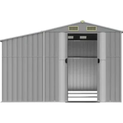 Trädgårdsskjul i galvaniserat stål - Förvaring av verktyg | Färg: Grå | Storlek: 277x279x179 cm