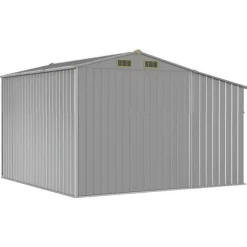 Trädgårdsskjul i galvaniserat stål - Förvaring av verktyg | Färg: Grå | Storlek: 277x279x179 cm