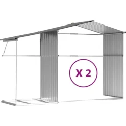 Trädgårdsskjul i galvaniserat stål - Förvaring av verktyg | Färg: Grå | Storlek: 277x279x179 cm