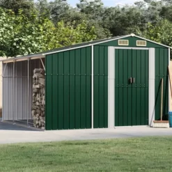 Trädgårdsskjul i galvaniserat stål - Utomhusförvaring | Färg: Grön | Storlek: 277x279x179 cm