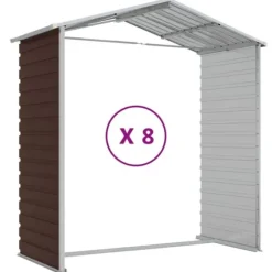 Trädgårdsskjul i galvaniserat stål - Förvaringslösning | Färg: Brun | Storlek: 191x725x198 cm