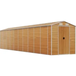 Trädgårdsskjul i galvaniserat stål - Ljusbrun för utomhusförvaring | Storlek: 191x89.5x198 cm