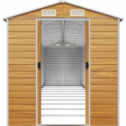 Trädgårdsskjul i galvaniserat stål - Ljusbrun för utomhusförvaring | Storlek: 191x89.5x198 cm